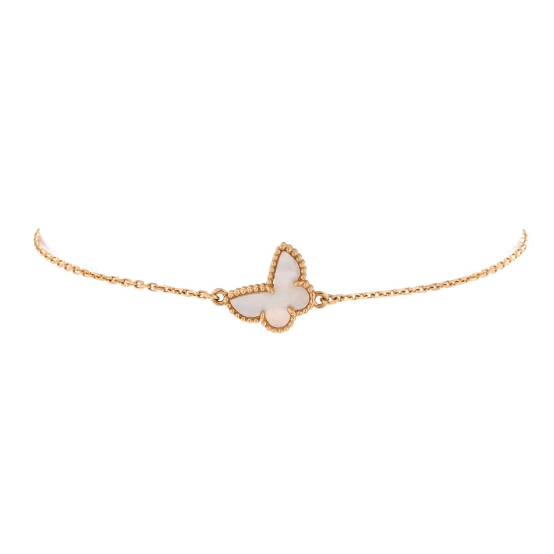 Van Cleef & Arpels Sweet Alhambra Butterfly Bracelet 18K Yellow Gold and Mother: Van Cleef & Arpels Sweet Alhambra Butterfly Bracelet 18K Yellow Gold and Mother 18K Yellow Gold and Mother of Pearl details come together in the Sweet Alhambra Butterfly Bracelet, a masterful blend of