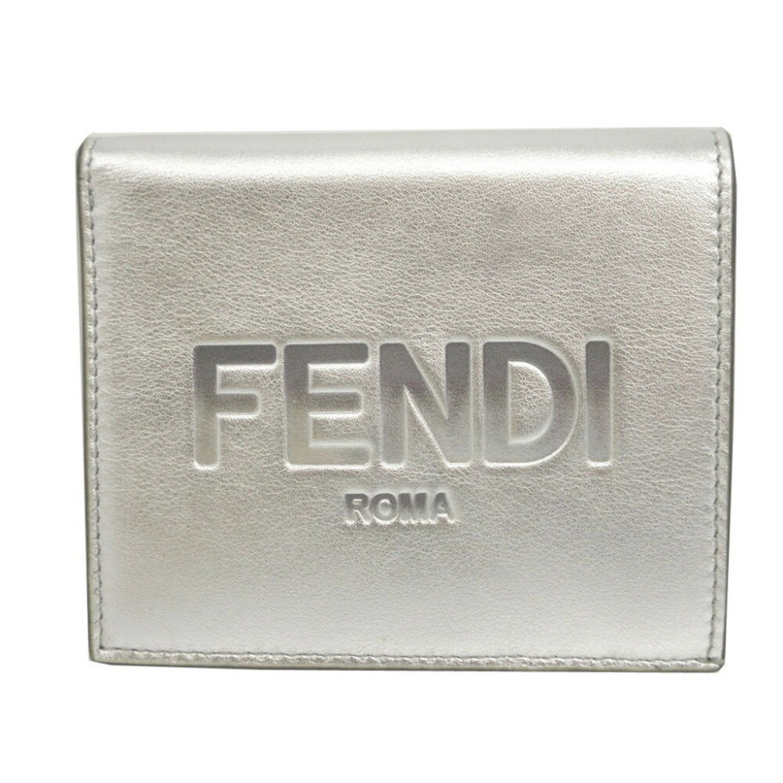 Fendi Bi fold Leather Wallet: Fendi Bi fold Leather Wallet Fendi Bi fold Leather Wallet - A stylish and functional accessory. Made from high-quality leather, this bi-fold wallet features a sleek silver finish. With its compact
