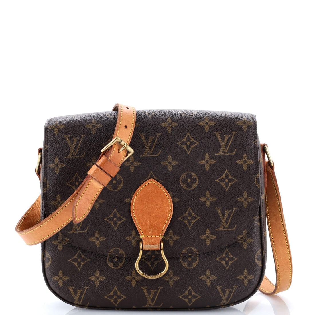 Louis Vuitton Saint Cloud Handbag Monogram Canvas GM: Louis Vuitton Saint Cloud Handbag Monogram Canvas GM Brown Louis Vuitton Saint Cloud Handbag Monogram Canvas GM features a classic cross-body design with scuffs, cracking, and minor creases on the ext