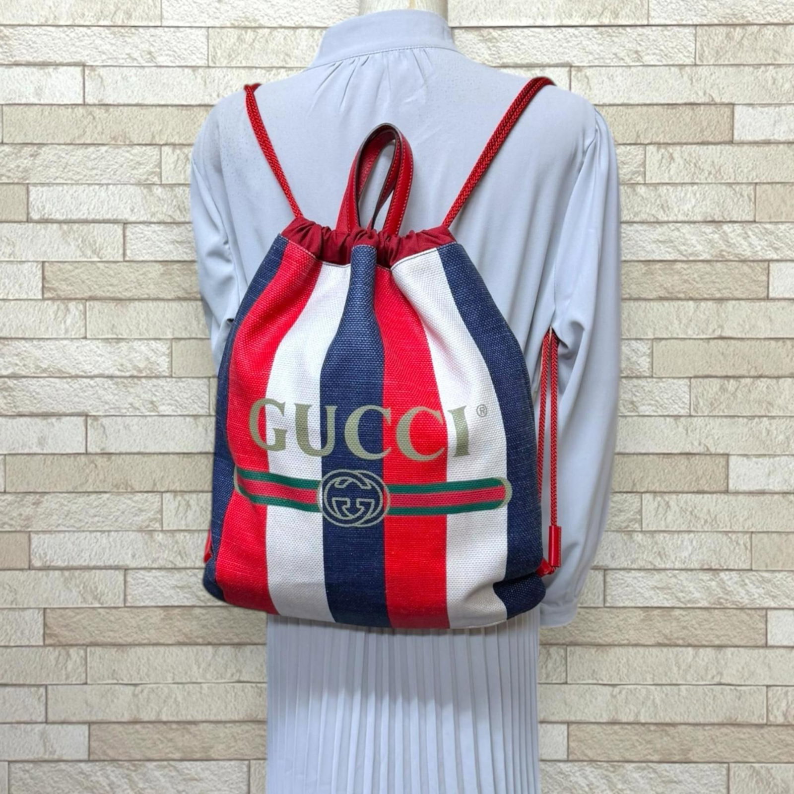 Backpack Leather Canvas Gucci - 2