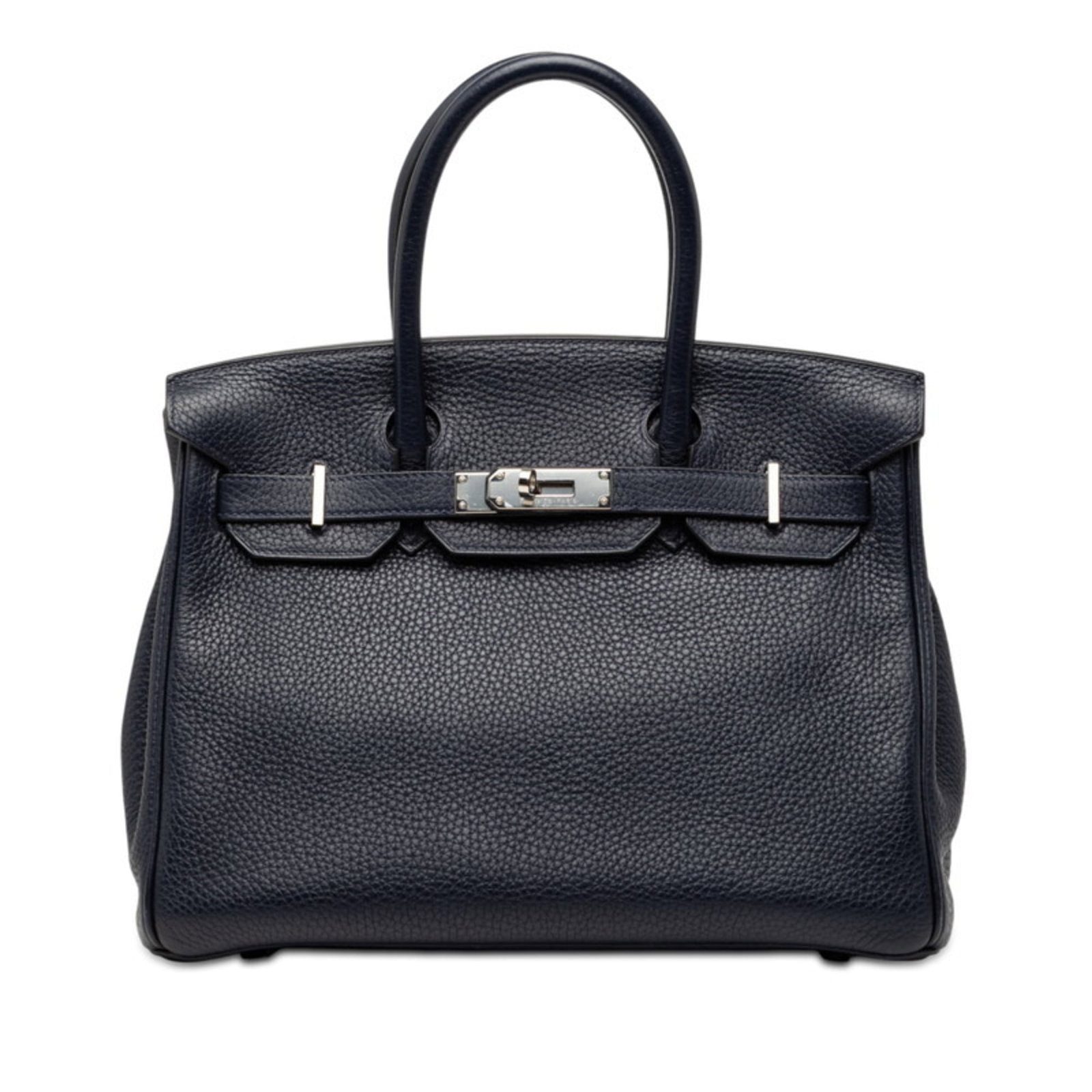 Clemence Leather Hermes Taurillon Handbag: Clemence Leather Hermes Taurillon Handbag Taurillon Clemence Leather Handbag in Blue Nuit, a rich and elegant blue-purple hue. This pre-owned Herm?s handbag features Taurillon Clemence leather, known