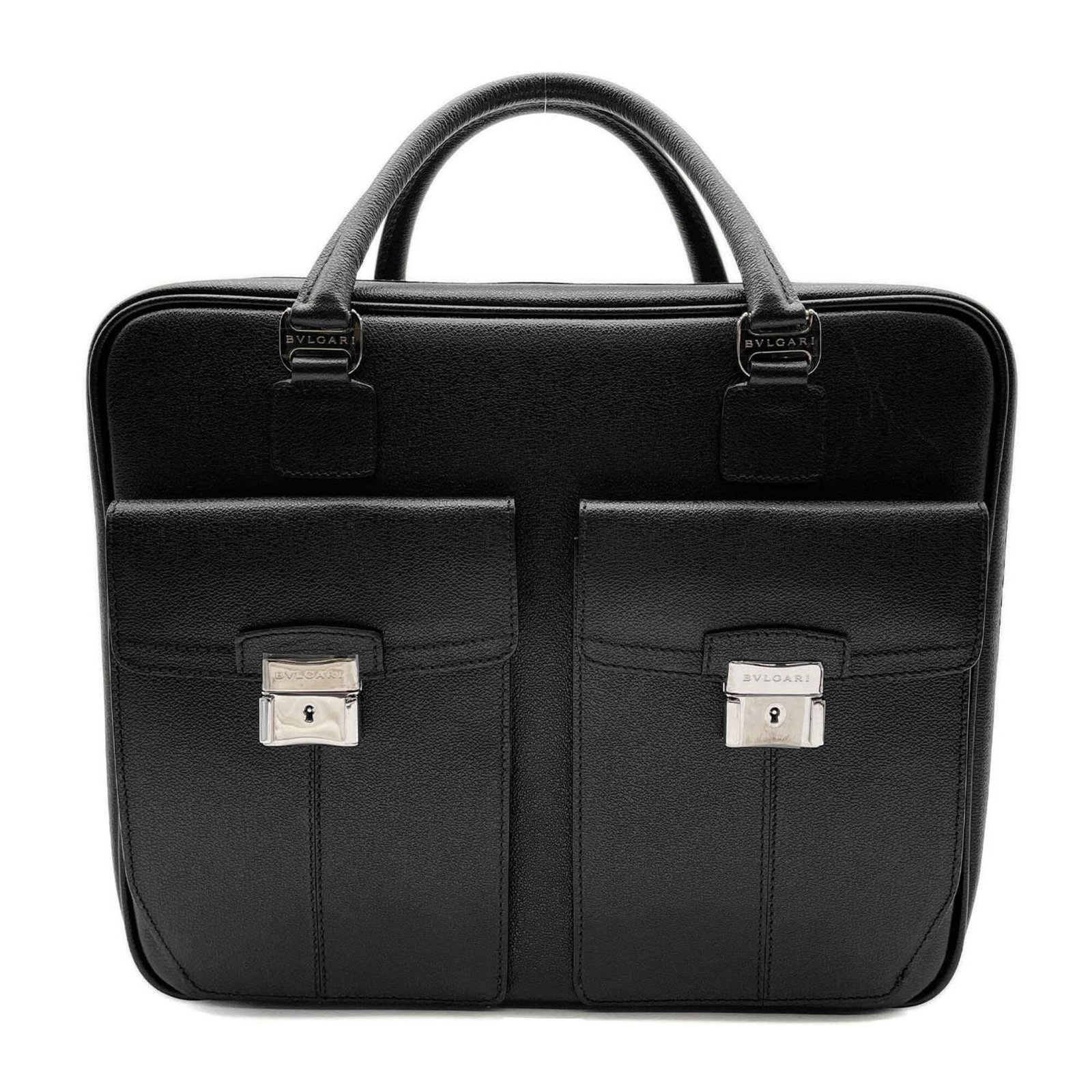 Boston Bag Leather Metal Bvlgari: Boston Bag Leather Metal Bvlgari Boston Bag Leather Metal Bvlgari - A stylish and sophisticated accessory, this black leather bag features metal accents and a spacious interior, perfect for daily