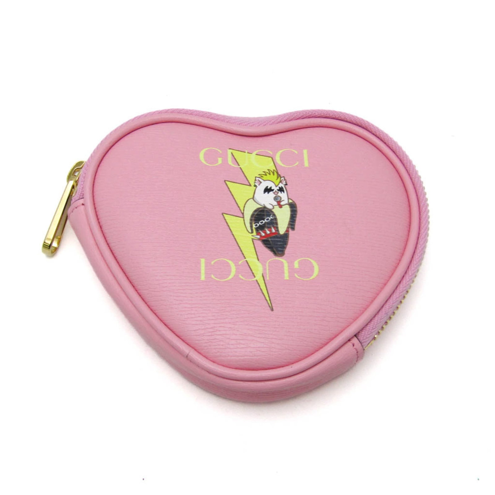 Gucci Coin Purse/ Coin Case Leather: Gucci Coin Purse/ Coin Case Leather Gucci Coin Purse/ Coin Case Leather in Multi-Color Pink, featuring a vibrant and playful design. This used leather coin purse measures 10cm x 11cm x 2.5cm and