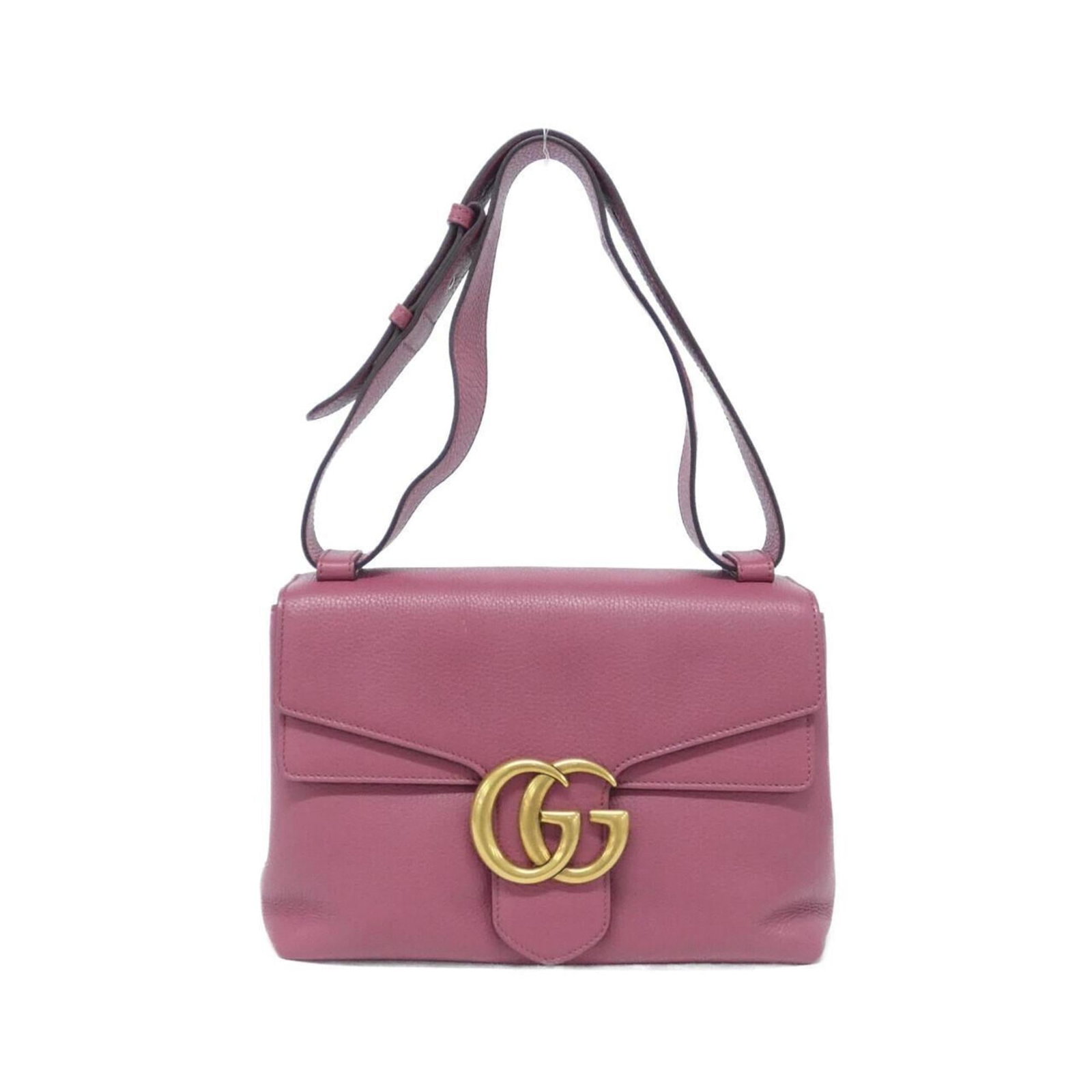 Shoulder Bag Leather Gucci: Shoulder Bag Leather Gucci Pink leather shoulder bag from Gucci, featuring gold hardware and a durable design. Measuring 20cm x 28cm x 12cm, it has a versatile strap length of 36cm - 56cm. This used i