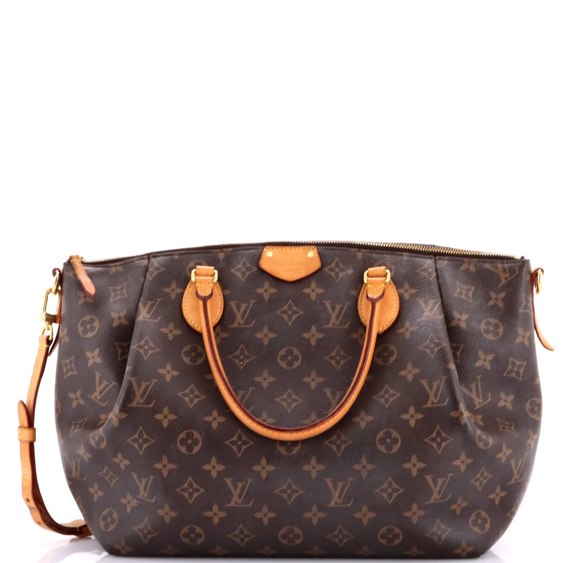 Monogram Canvas Handbag Louis Vuitton Turenne GM: Monogram Canvas Handbag Louis Vuitton Turenne GM Brown Louis Vuitton Turenne GM Monogram Canvas Handbag with Gold Hardware, featuring a classic satchel design and signature monogram pattern. The