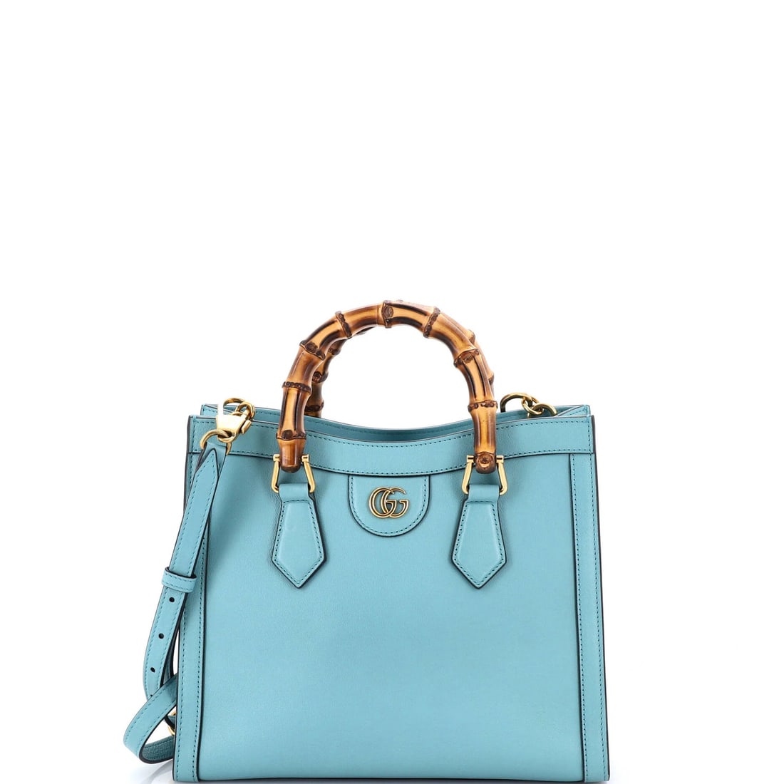 Gucci Diana NM Bamboo Handle Tote Leather Small: Gucci Diana NM Bamboo Handle Tote Leather Small Small Gucci Diana NM Bamboo Handle Tote in Green Leather. This stylish tote features a bamboo handle, green leather exterior with minor edge wear and