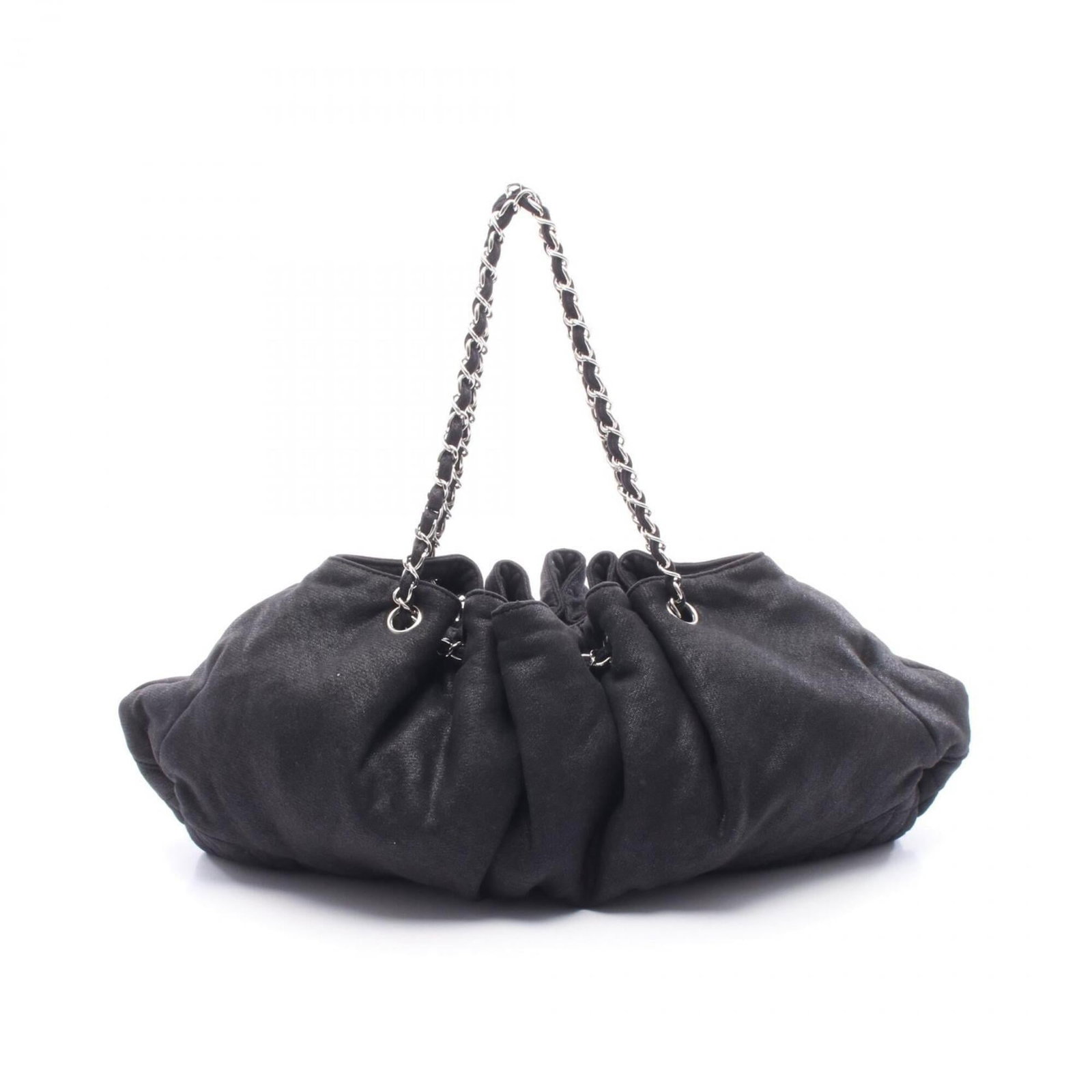 Chanel Handbag Shoulder Bag Cotton Jersey: Chanel Handbag Shoulder Bag Cotton Jersey Chanel's iconic shoulder bag features a timeless design in black cotton jersey material. Measuring 20cm x 47cm x 12cm, it offers a spacious and stylish way