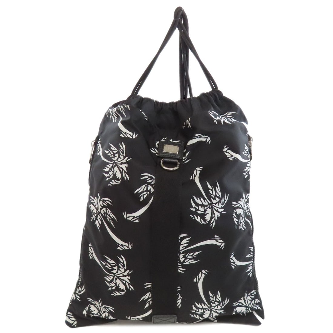 Palm Tree Daypack Backpack Nylon Knapsack D&G: Palm Tree Daypack Backpack Nylon Knapsack D&G Black nylon backpack with D&G logo, designed as a daypack. Made from durable nylon material, this A* style backpack features a sleek black exterior