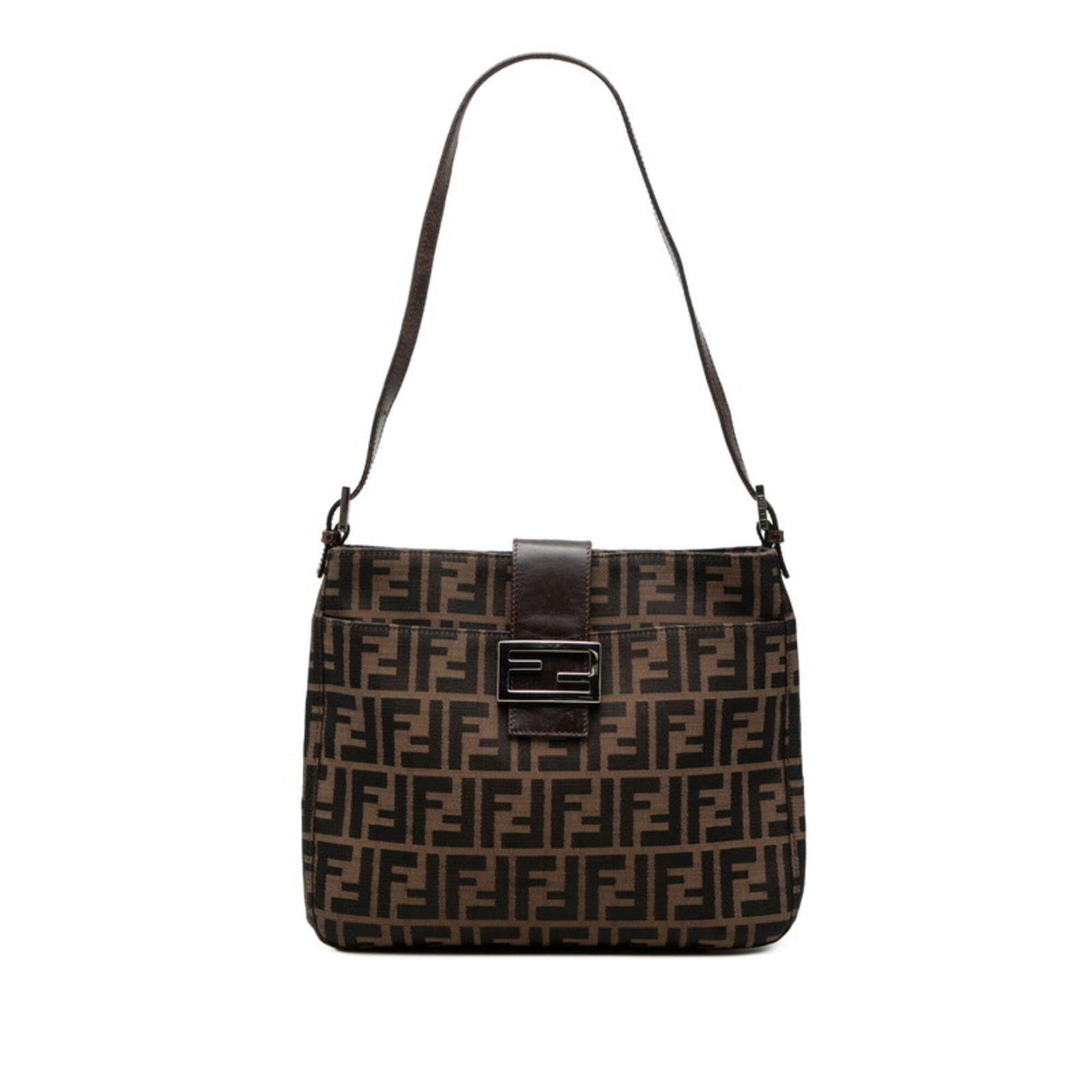 Fendi Handbag Shoulder Bag Canvas Leather: Fendi Handbag Shoulder Bag Canvas Leather Canvas and leather come together in a classic Fendi design, with a brown color that adds warmth to any outfit. This shoulder bag features a 24cm x 28cm x