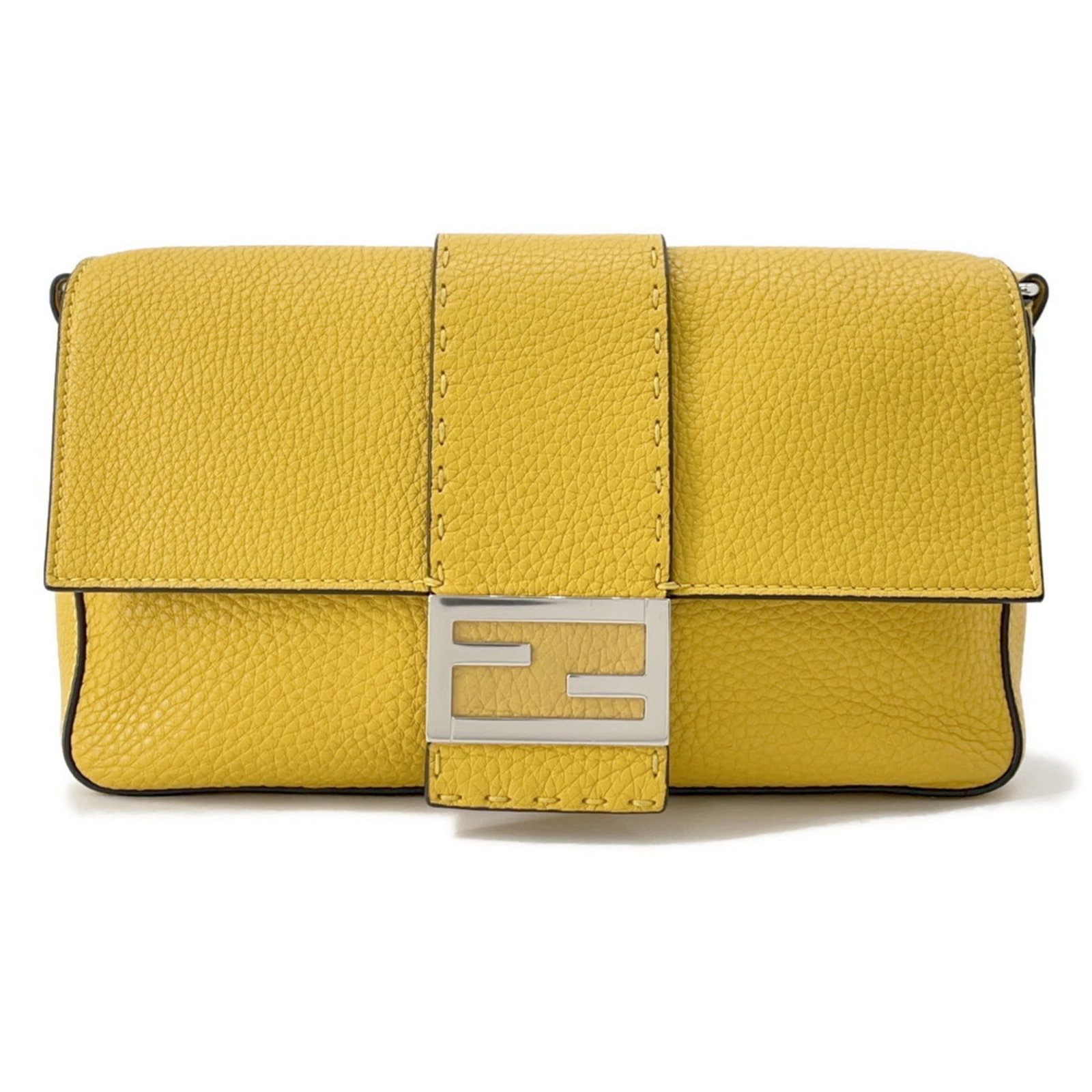 Shoulder Bag Leather Fanny Pack Fendi: Shoulder Bag Leather Fanny Pack Fendi Fendi's iconic leather fanny pack boasts sleek, silver hardware and a chic black and yellow color scheme. Made from high-quality leather, this shoulder bag