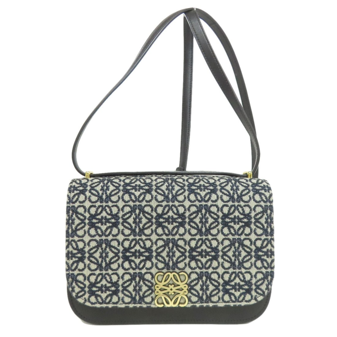 Shoulder Bag Canvas Calf Loewe: Shoulder Bag Canvas Calf Loewe Gray canvas shoulder bag from LOEWE, featuring a classic design with a timeless gray exterior. The bag's canvas material adds a touch of understated elegance to its