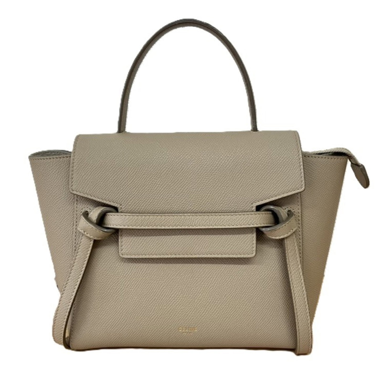 Celine Handbag Shoulder Bag Leather: Celine Handbag Shoulder Bag Leather This Celine leather shoulder bag features a classic design with a beige color and measures 18cm x 27cm x 11cm. With its sturdy leather construction, it has