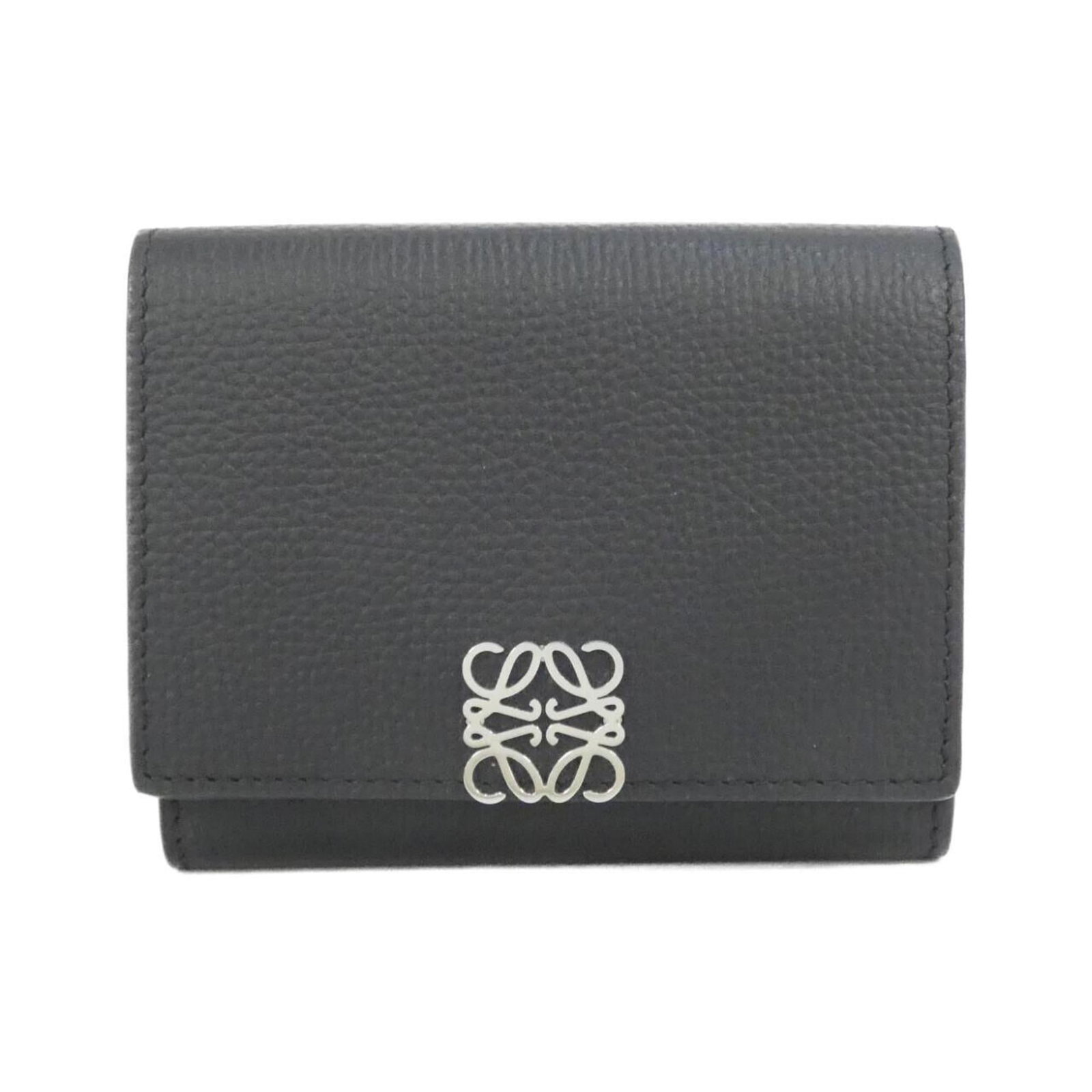 Loewe Wallet (Tri-Fold) Leather: Loewe Wallet (Tri-Fold) Leather Tri-fold leather wallet from Loewe, featuring classic design and durable calfskin material. This used item has some minor scratches and dirt but remains in very good