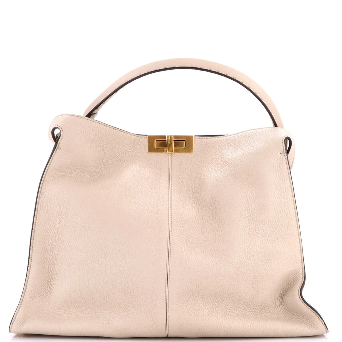 Fendi Peekaboo X-Lite Bag Leather Large: Fendi Peekaboo X-Lite Bag Leather Large The Fendi Peekaboo X-Lite Bag Leather Large boasts sleek, neutral exterior with subtle creases and aged gold hardware. This spacious large size features a