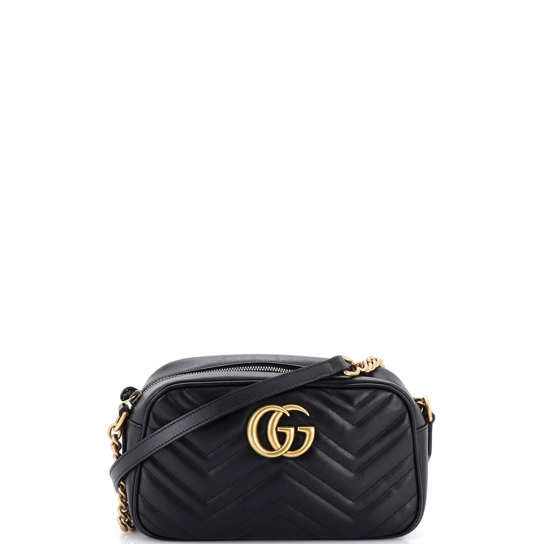 Gucci GG Marmont Shoulder Bag Matelasse Leather Small: Gucci GG Marmont Shoulder Bag Matelasse Leather Small Small, elegant Gucci GG Marmont Shoulder Bag in black matelasse leather. With its classic cross-body design and aged gold hardware, this stylish