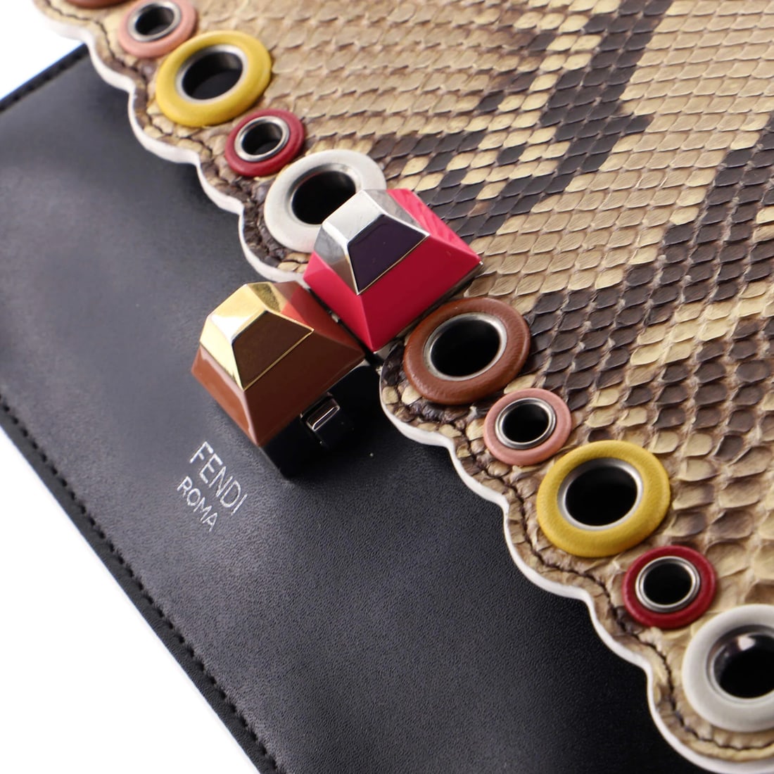 Fendi Kan I Eyelet Bag Small Leather Python - 7