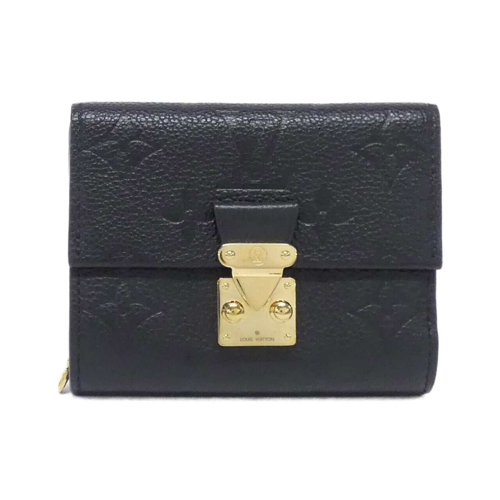 Louis Vuitton Wallet (Tri-Fold) Monogram Empreinte: Louis Vuitton Wallet (Tri-Fold) Monogram Empreinte Black Monogram Empreinte Louis Vuitton Tri-Fold Wallet with a few traces of usage, some scratches and dirt, in very good condition. This iconic