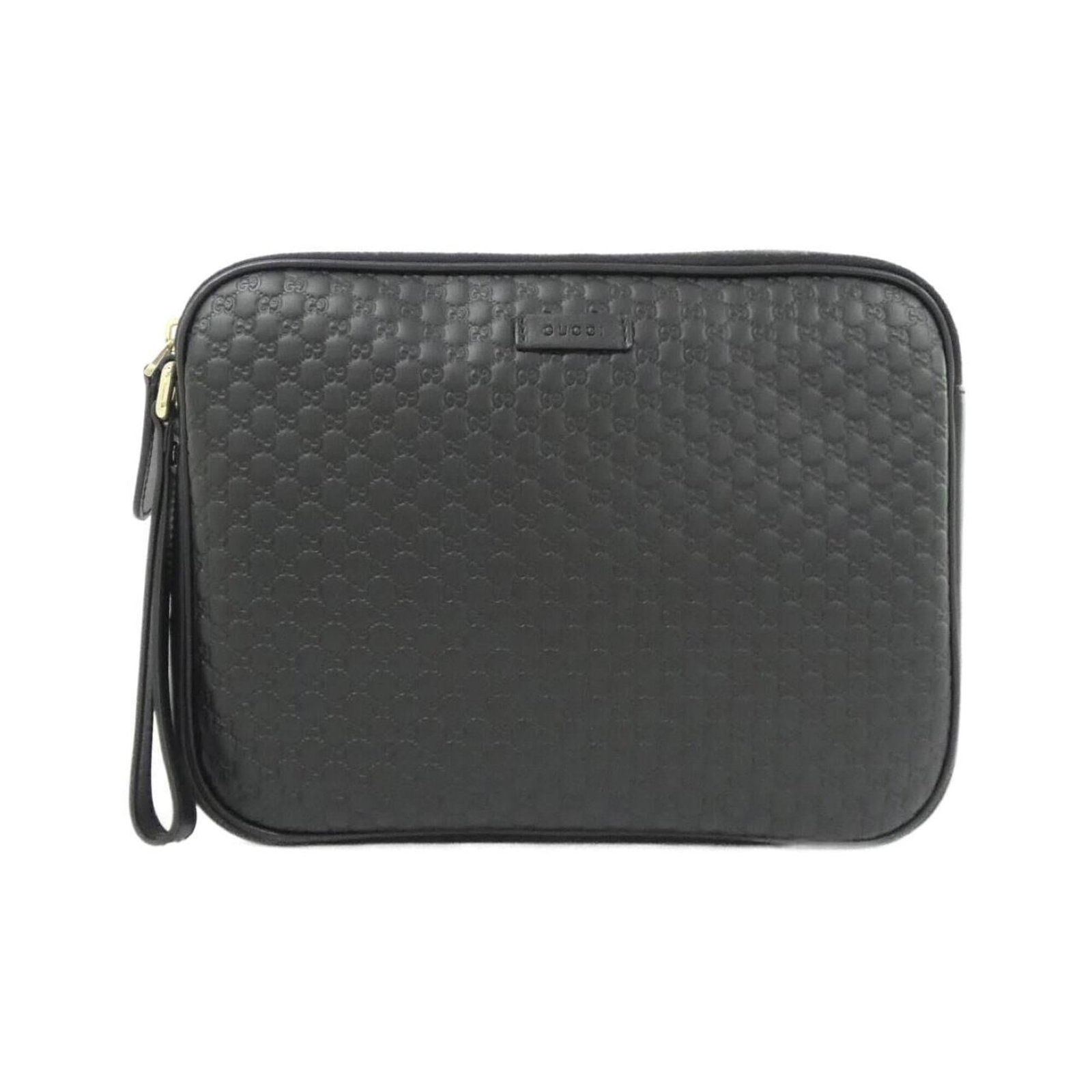 Handbag Leather Gucci: Handbag Leather Gucci This black leather Gucci handbag features gold hardware and has been carefully maintained, with only minor signs of usage visible. The bag's classic design and high-quality