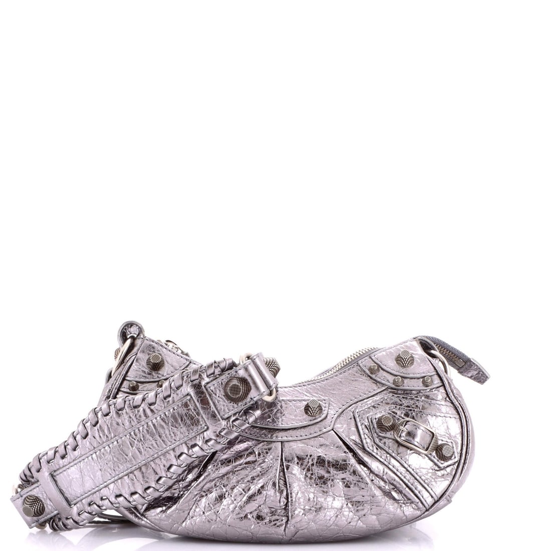 Leather Bag Studs XS Shoulder Giant Cagole Balenciaga: Leather Bag Studs XS Shoulder Giant Cagole Balenciaga XS Leather Balenciaga Cagole Giant Studs Shoulder Bag with Mirror Pochette and Adjustable Strap. This metallic leather bag features giant stud