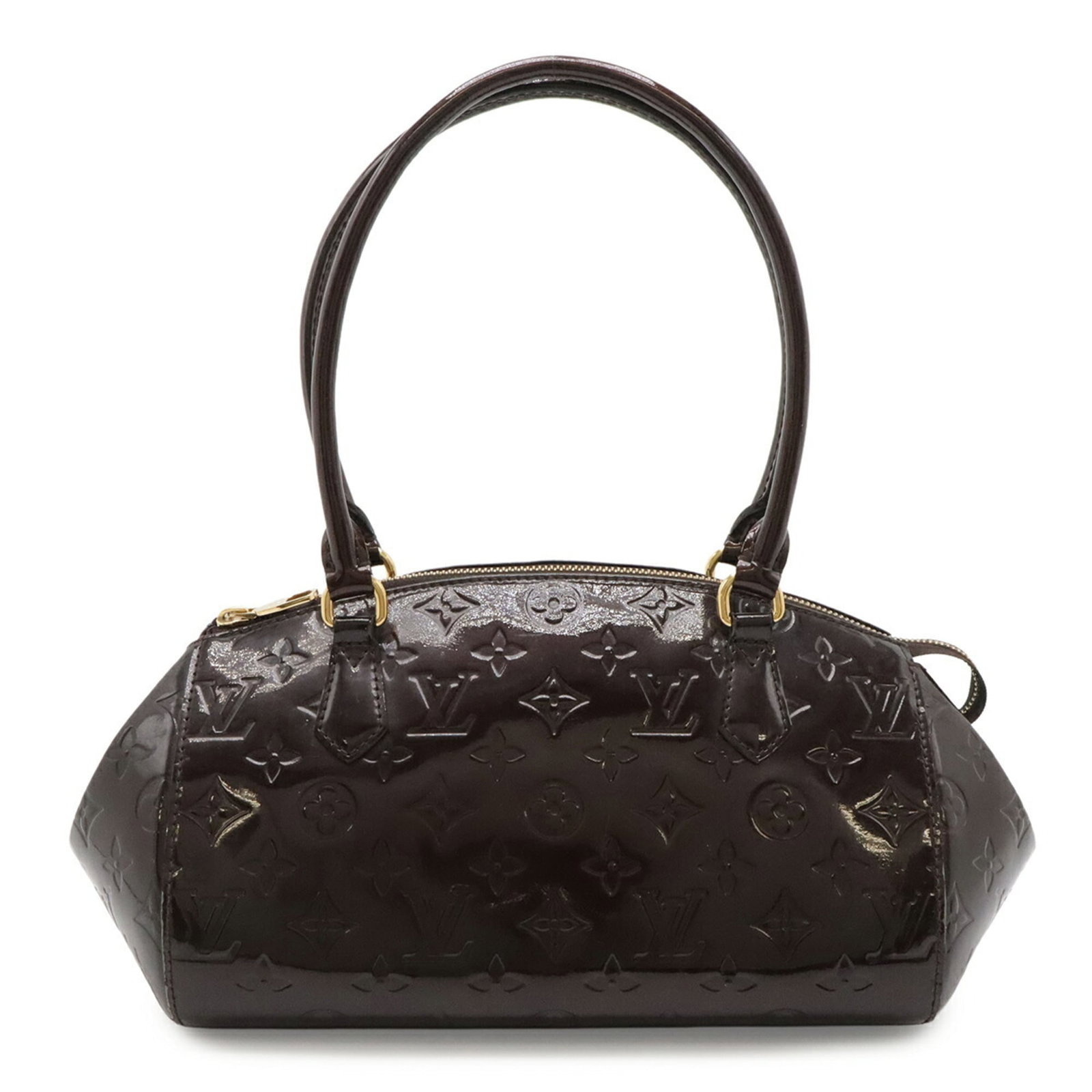 Handbag shoulder bag with monogram Vernis from Louis Vuitton: Handbag shoulder bag with monogram Vernis from Louis Vuitton Monogram Vernis from Louis Vuitton adorns this classic shoulder bag, adding a touch of timeless elegance to its brown hue. The subtle