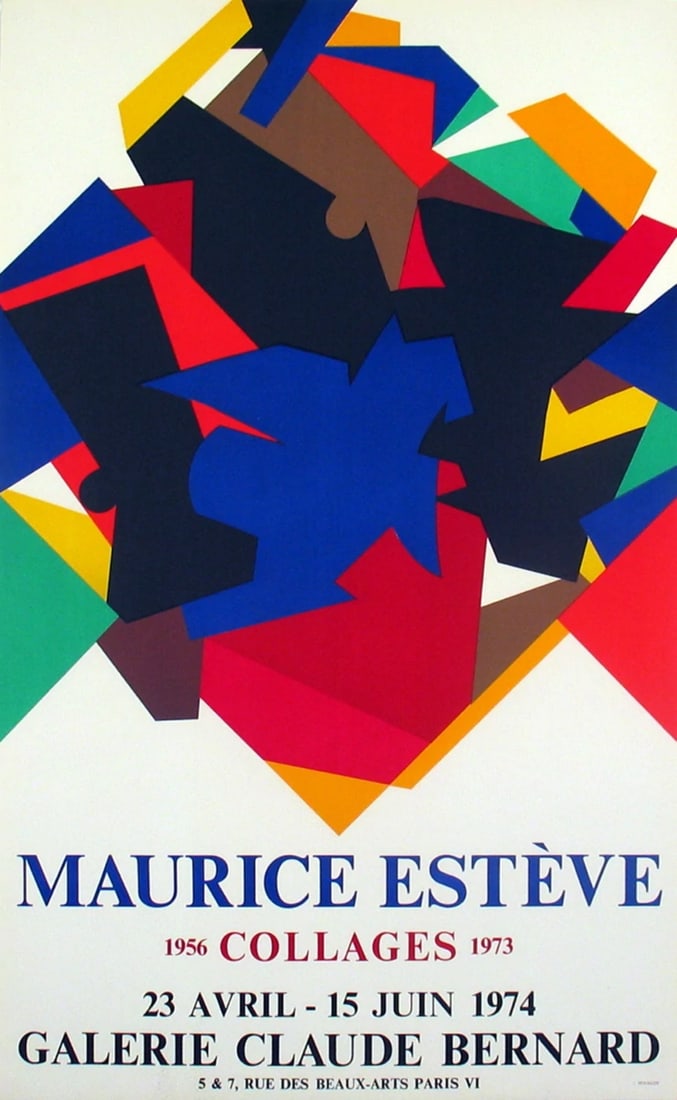MAURICE ESTEVE Collages 34.5" x 21.5" Lithograph 1974 Modernism (1 of 1)
