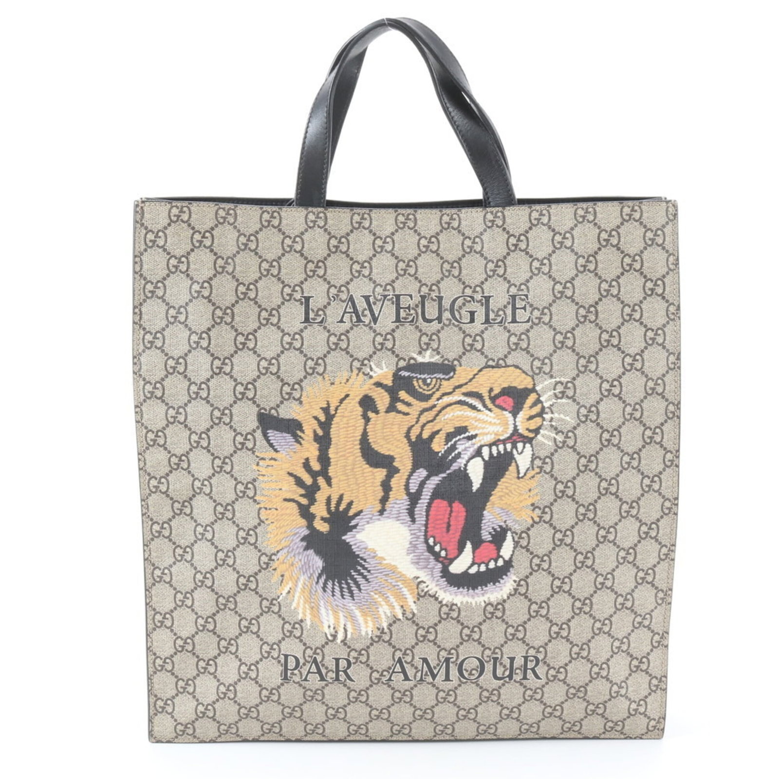 Handbag Tote Bag Leather Coated Canvas Gucci: Handbag Tote Bag Leather Coated Canvas Gucci Leather-coated canvas Gucci handbag tote bag in beige and black, featuring a classic design with subtle scratches and dirt from previous use. This