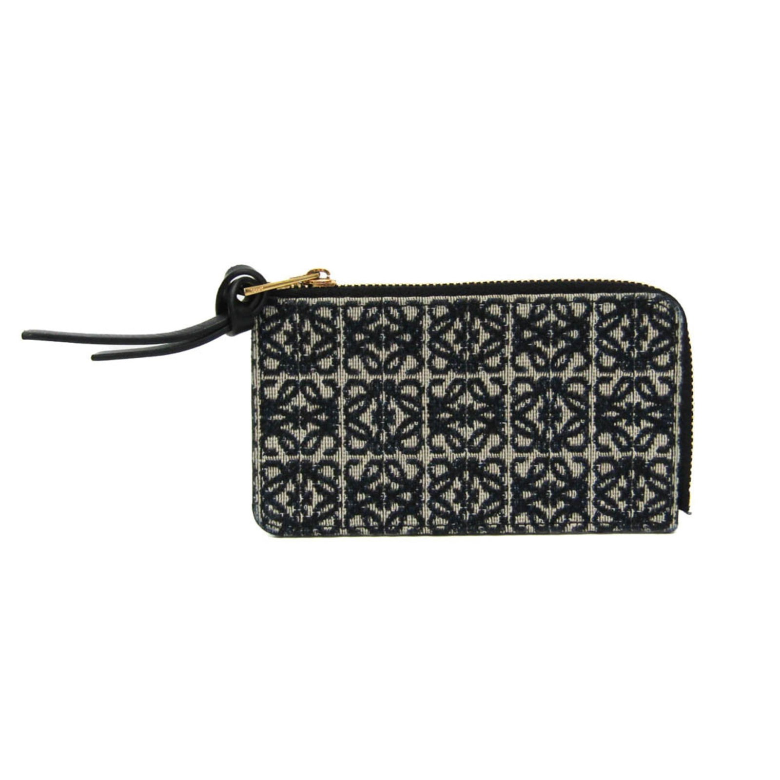 Loewe Coin Purse/ Coin Case Leather Cotton Canvas: Loewe Coin Purse/ Coin Case Leather Cotton Canvas This Loewe coin purse features a sleek design with a zipper closure and card slot, perfect for storing small essentials. Made from high-quality