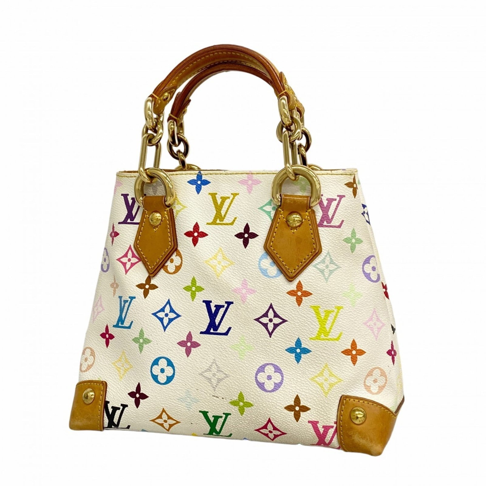 Handbag by Louis Vuitton: Handbag by Louis Vuitton Blanc Louis Vuitton handbag, measuring 22cm x 24cm x 14.5cm, features a classic design with traces of usage and minor scratches visible. The bag's condition is generally good
