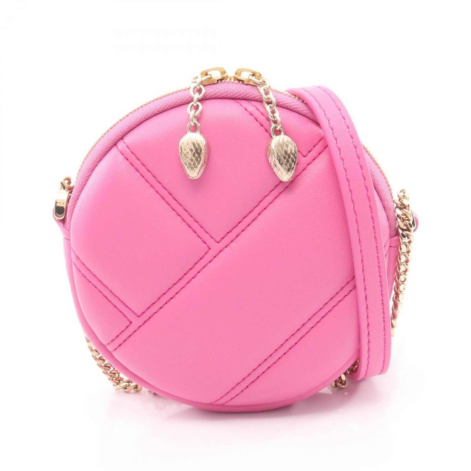 Bvlgari Handbag Pochette Shoulder Bag Leather: Bvlgari Handbag Pochette Shoulder Bag Leather Pink Bvlgari leather pochette shoulder bag with a timeless design, measuring 11cm x 11cm x 1.5cm, offering a compact and stylish accessory for everyday