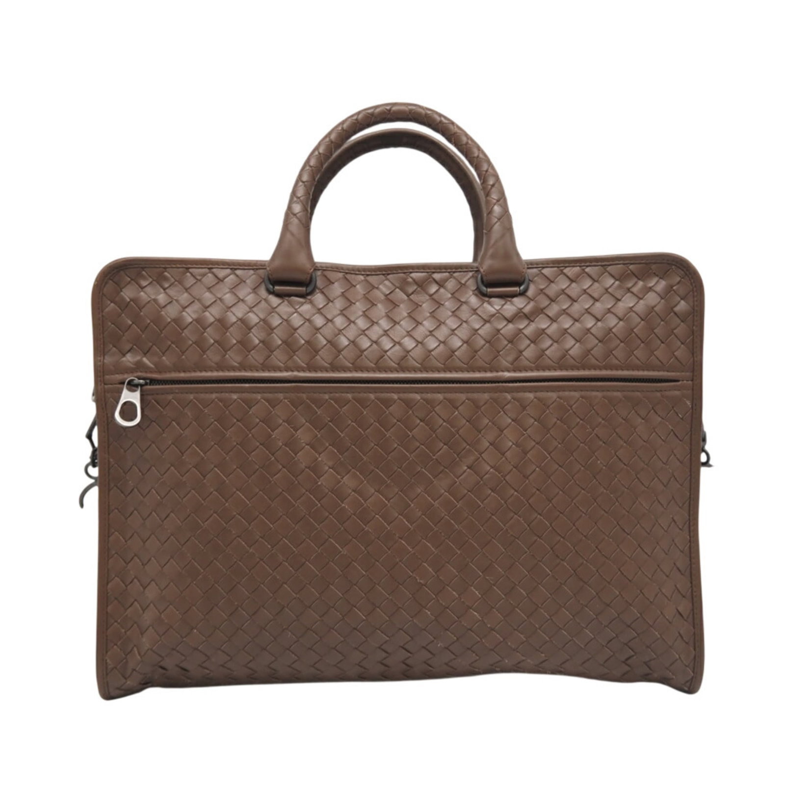 Intrecciato Veneta Bottega Briefcase: Intrecciato Veneta Bottega Briefcase Intrecciato Veneta Bottega Briefcase - A Timeless Classic. Made from high-quality Intrecciato material, this brown briefcase boasts a classic design with a zipper