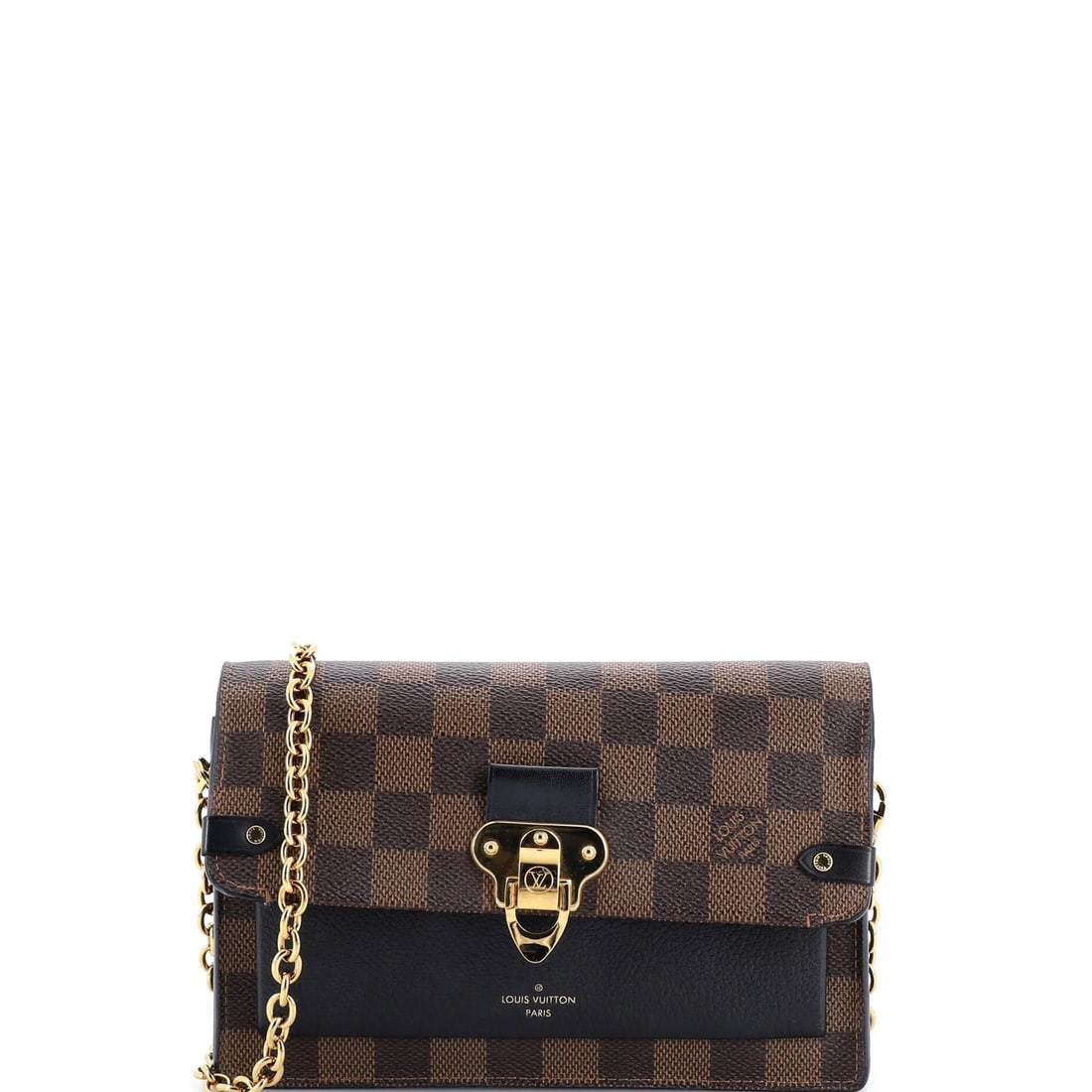 Louis Vuitton Vavin Chain Wallet NM Damier with Leather: Louis Vuitton Vavin Chain Wallet NM Damier with Leather Canvas Coated Leather exterior with a classic Louis Vuitton design, the Vavin Chain Wallet features a unique chain strap and Damier pattern in