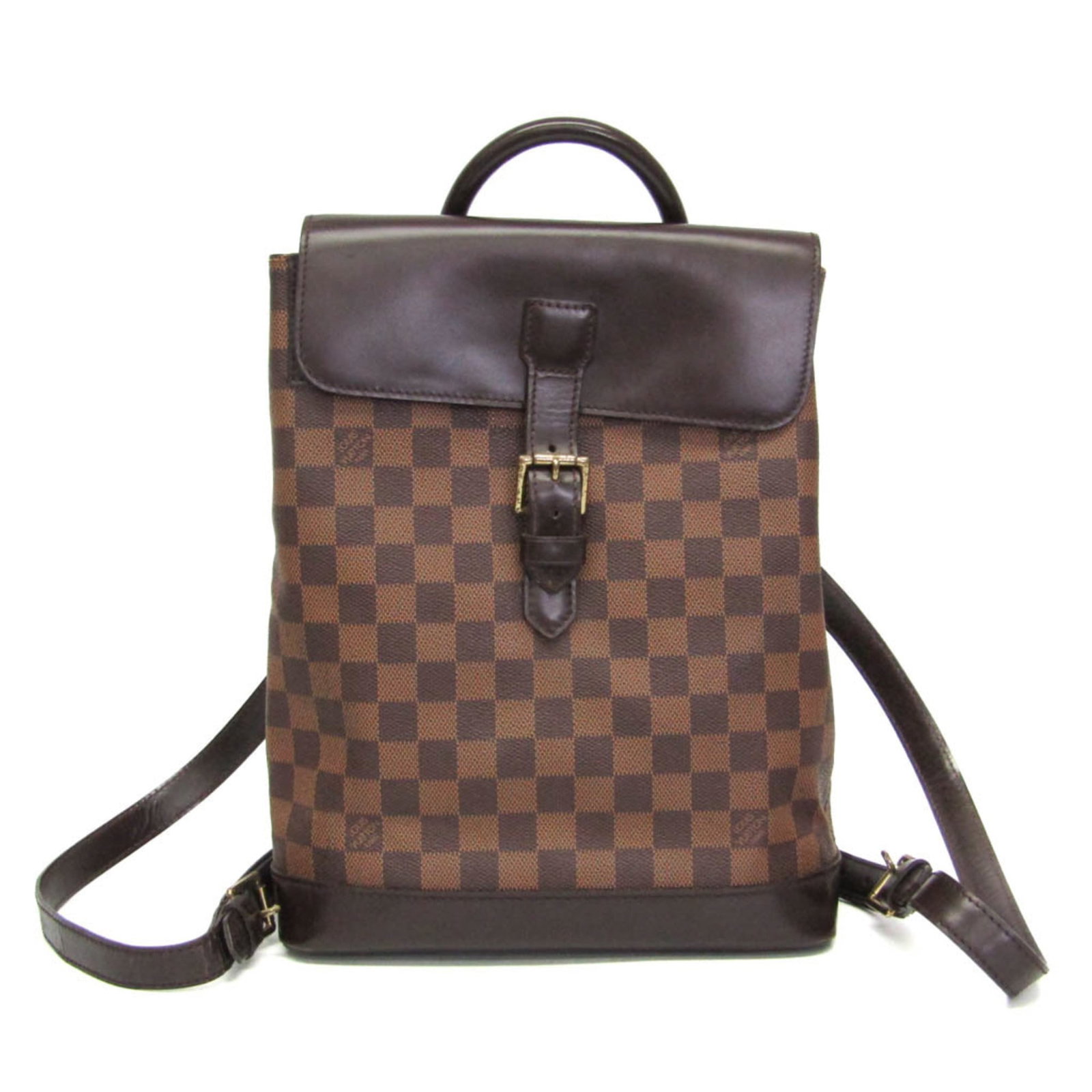 Damier Canvas Louis Vuitton Backpack: Damier Canvas Louis Vuitton Backpack Damier Canvas Louis Vuitton Backpack, featuring the iconic Damier pattern in Ebene, with a sturdy belt closure and open pocket for added convenience. Measuring