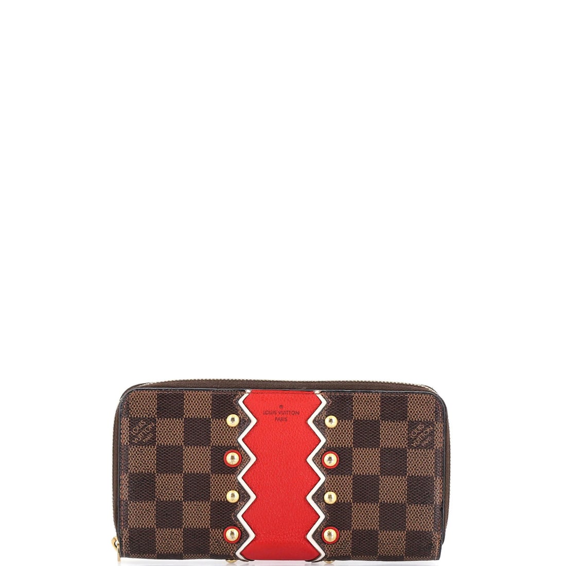 Damier Karakoram Limited Edition Zippy Wallet By Louis Vuitton: Damier Karakoram Limited Edition Zippy Wallet By Louis Vuitton Brown Damier Karakoram Limited Edition Zippy Wallet By Louis Vuitton, featuring canvas coated exterior and leather interior with red acce