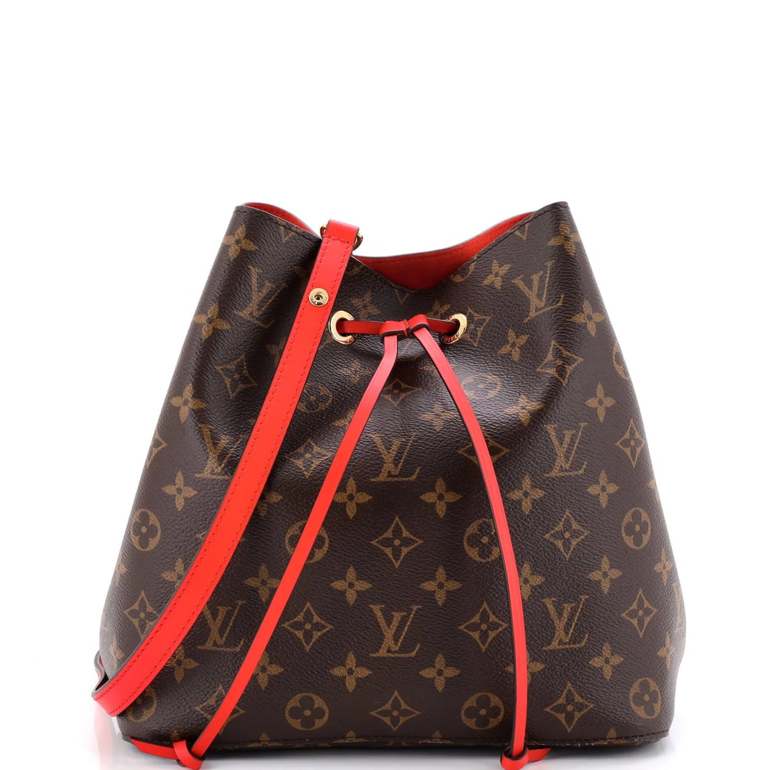 Canvas MM Monogram Leather Handbag NeoNoe with Louis Vuitton: Canvas MM Monogram Leather Handbag NeoNoe with Louis Vuitton Canvas MM Monogram Leather Handbag NeoNoe with Louis Vuitton - A stylish and classic design, this NeoNoe handbag features a bold red