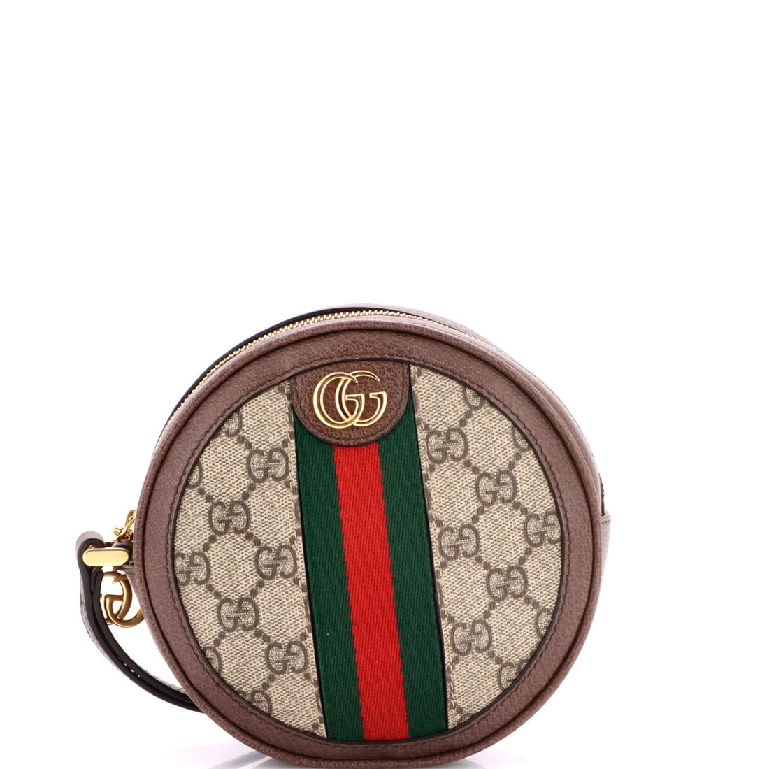 Coated Canvas GG Backpack Round Mini Ophidia Gucci: Coated Canvas GG Backpack Round Mini Ophidia Gucci Coated Canvas GG Backpack Round Mini Ophidia Gucci in great condition, featuring a sturdy canvas exterior with minor edge wear and scuffs. The classi