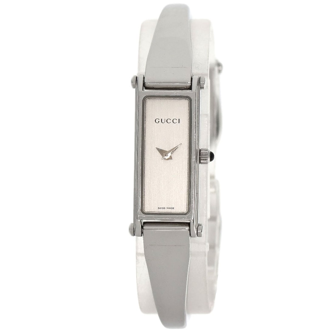 Gucci Square Face Bangle Watches 1500L Stainless Steel/ Stainless Steel: Gucci Square Face Bangle Watches 1500L Stainless Steel/ Stainless Steel Stainless steel and silver accents come together in the sleek design of this Gucci Square Face Bangle Watch, featuring an