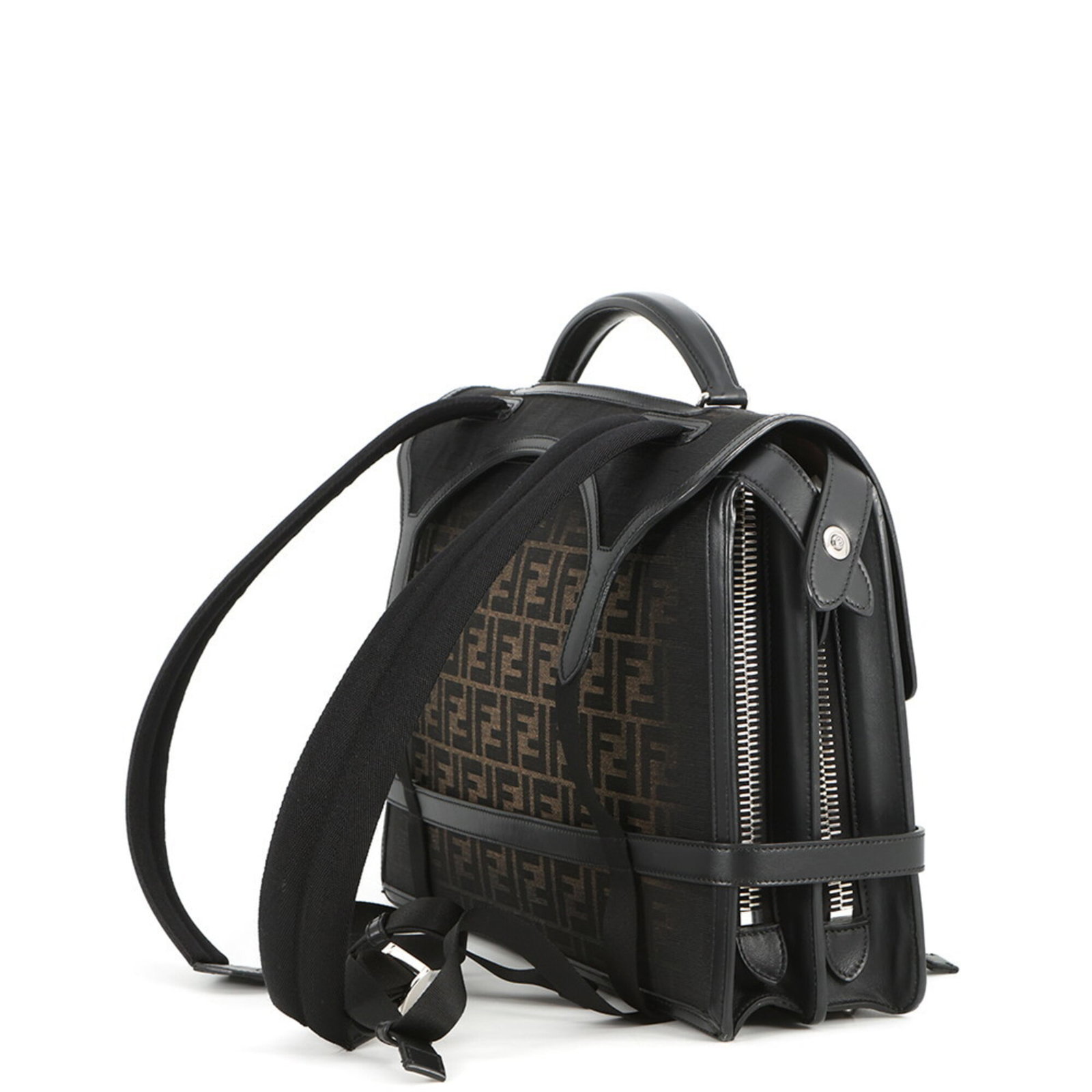 Canvas leather backpack handbag - 2