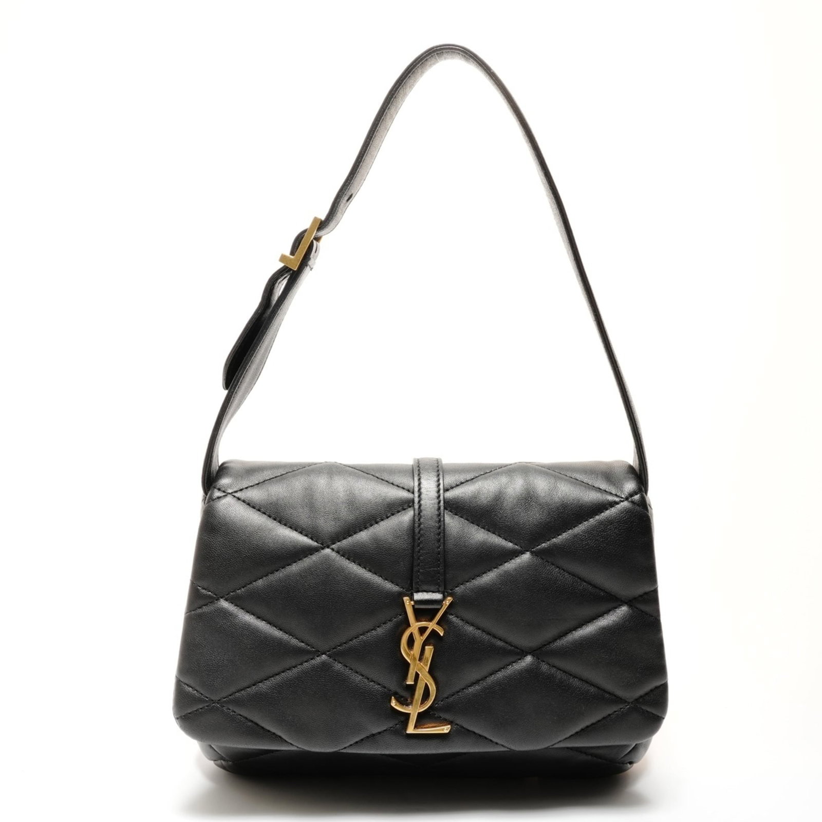 Shoulder Bag By Yves Saint Laurent: Shoulder Bag By Yves Saint Laurent Black shoulder bag by Yves Saint Laurent, featuring a classic design with a few traces of usage visible. The bag's condition shows some scratches and dirt, but