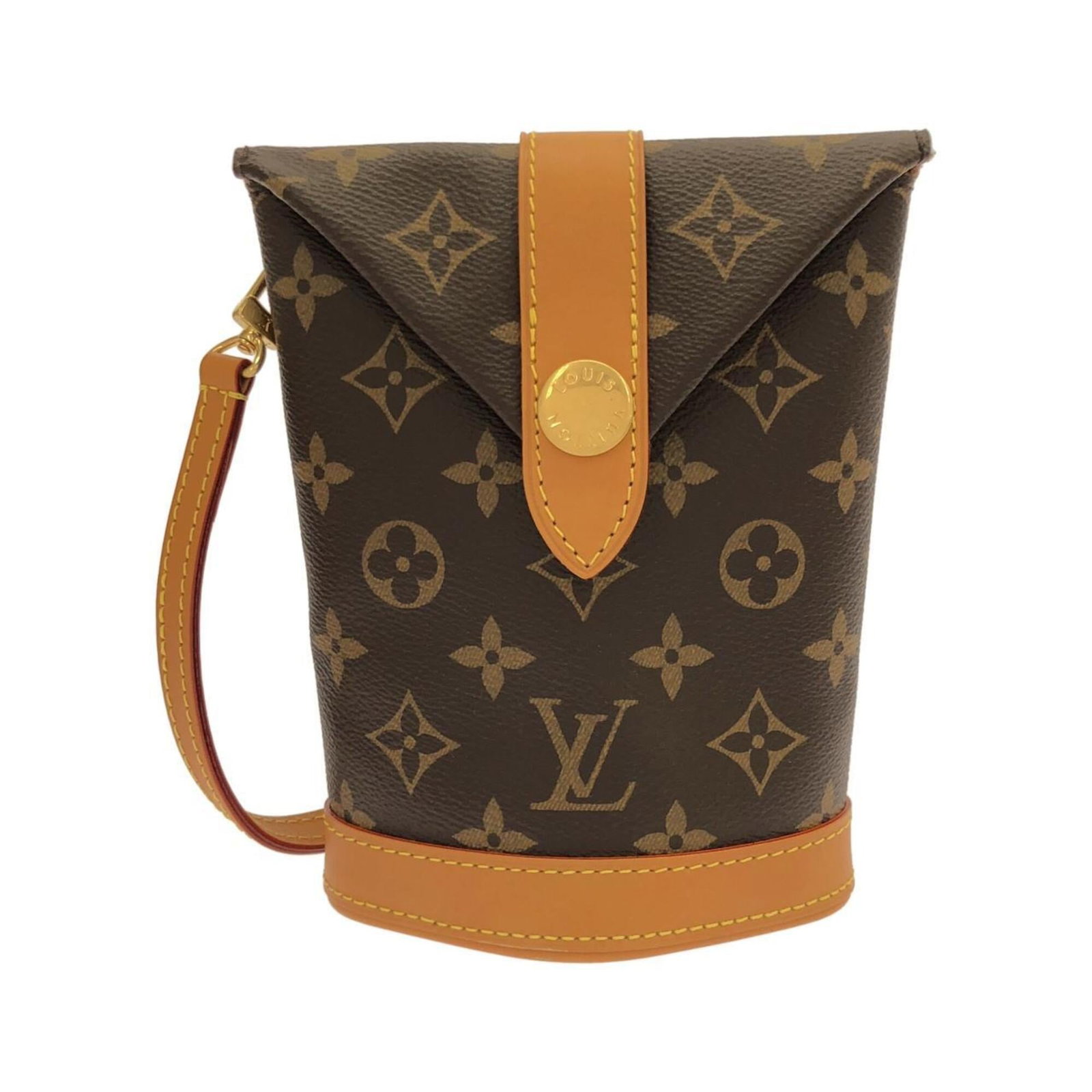 Canvas coated handbag Louis Vuitton: Canvas coated handbag Louis Vuitton Marron coated canvas Louis Vuitton handbag with matte gold hardware, featuring a classic design and subtle scratches from previous use. This pre-owned bag measures