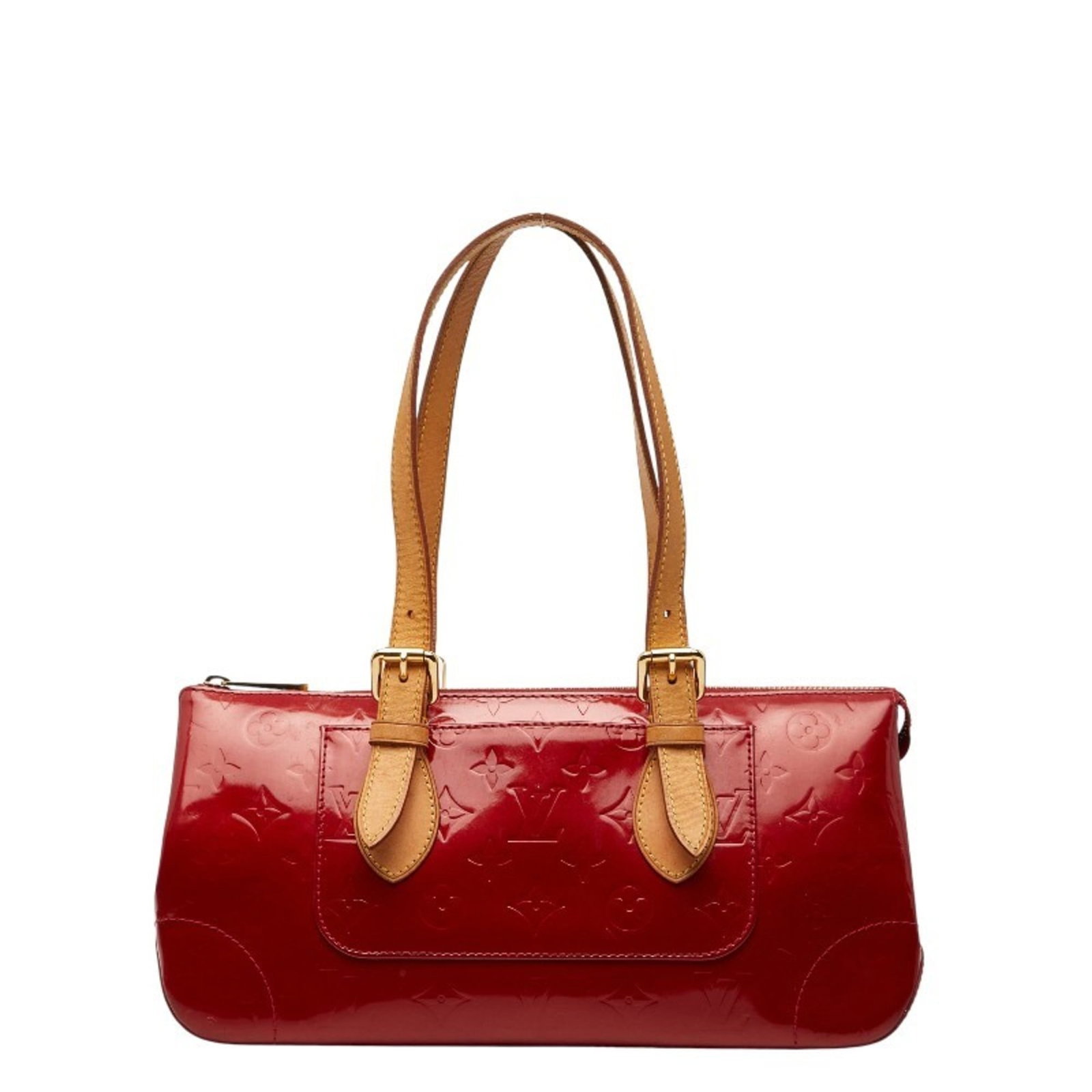 Patent Leather Handbag Louis Vuitton: Patent Leather Handbag Louis Vuitton Patent leather handbag from Louis Vuitton, featuring the iconic Pomme D'Amour color. This used handbag boasts a classic design with patent leather material that