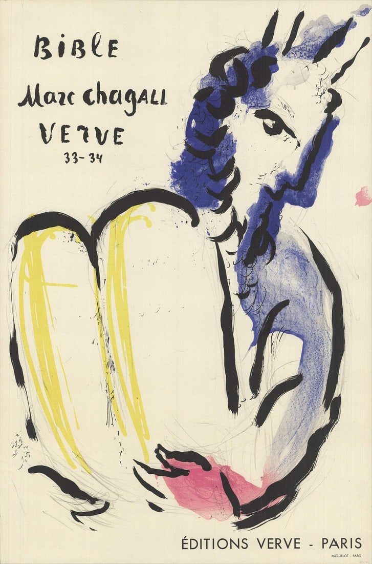 MARC CHAGALL Bible Verve 1956 25" x 16.5" Lithograph 1956 Modernism Blue Yello: MARC CHAGALL Bible Verve 1956 25" x 16.5" Lithograph 1956 Modernism Blue Yello Item Specifics: Artist: Marc Chagall Brand: Chagall Marc Exact Year: 1956 Height: 25 Item Height: 25 Item Width: 16.5