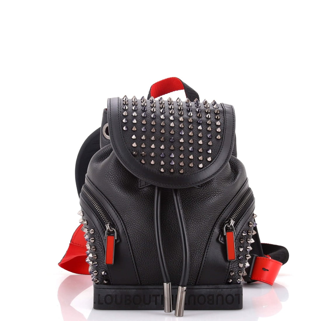 Small Leather Spiked Backpack Explorafunk Christian: Small Leather Spiked Backpack Explorafunk Christian Small Leather Spiked Backpack Explorafunk Christian features a striking black exterior with subtle wear and minor scuffs, showcasing its rugged