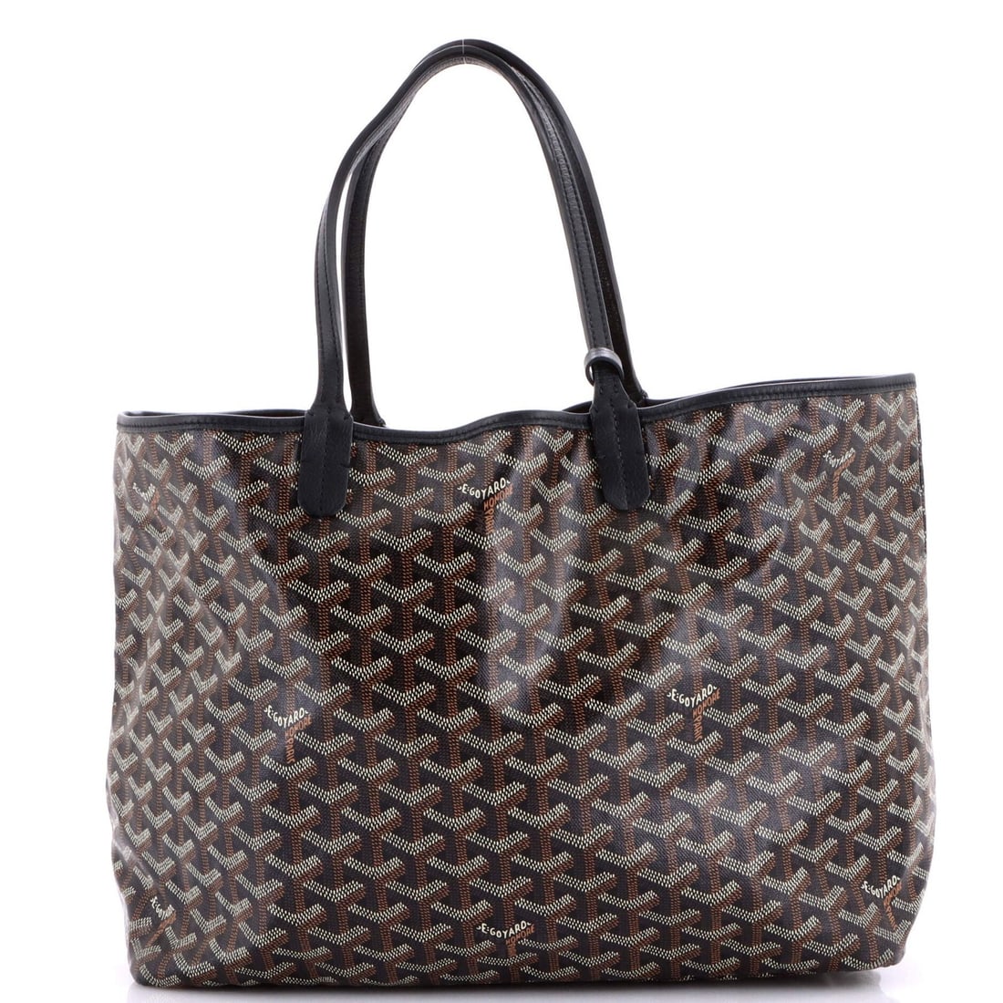 Tote Coated Canvas Goyard Saint Louis PM: Tote Coated Canvas Goyard Saint Louis PM Black Tote with Canvas Coated Exterior, Measuring 11" Height x 13" Width x 6" Depth. Features a Silver Hardware and Neutral Interior, with Scuffs and Creases o