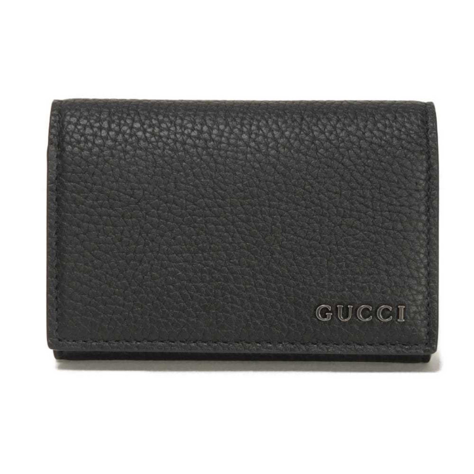 Case card leather gucci: Case card leather gucci Black and blue Gucci card case made from embossed calf leather. The item features a sleek design with an open condition, never used. It bears the signature of the brand. Item