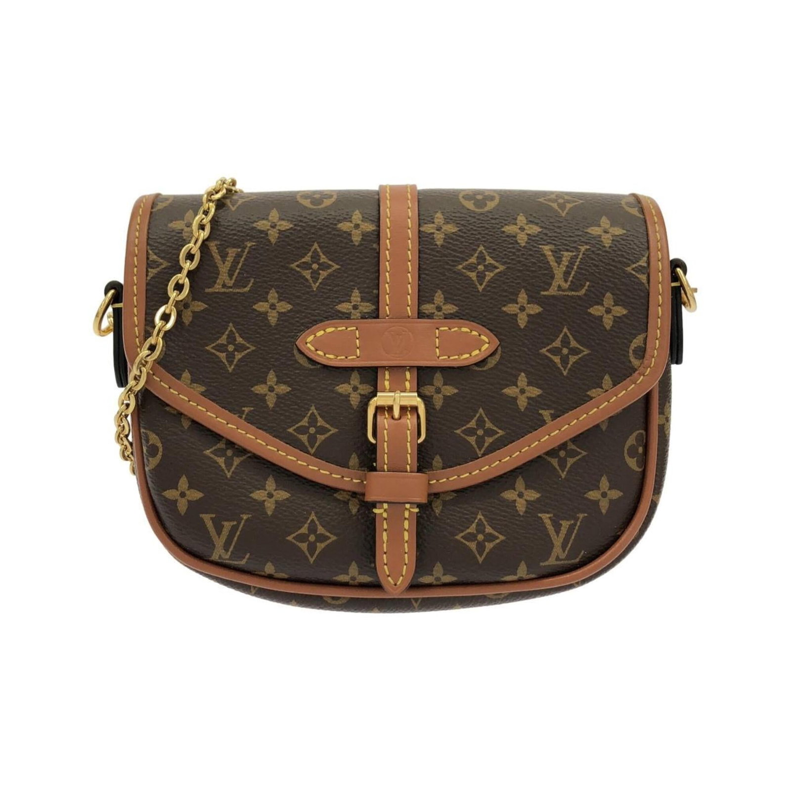 Coated Canvas By Shoulder Bag Louis Vuitton: Coated Canvas By Shoulder Bag Louis Vuitton Coated canvas by shoulder bag in marron with gold hardware, featuring a classic Louis Vuitton design. This pre-owned bag shows some signs of usage,
