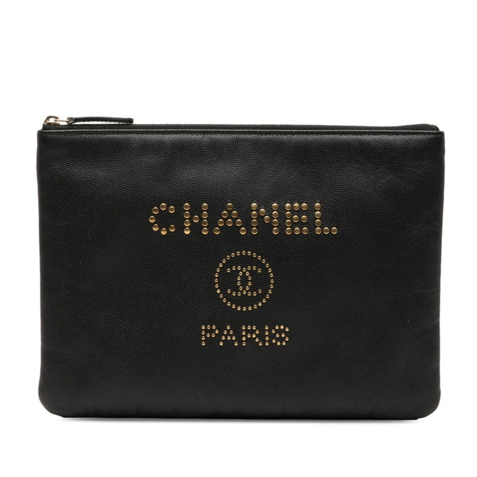 Chanel Clutch Bag Grained Calfskin: Chanel Clutch Bag Grained Calfskin Chanel's iconic Clutch Bag features a timeless design in Grained Calfskin, with a classic black finish. Measuring 19.5cm x 27cm x 1cm, it offers a sleek and