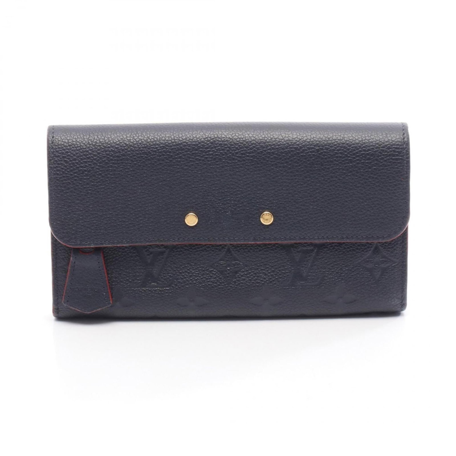 Louis Vuitton Bi Fold Monogram Empreinte Wallet: Louis Vuitton Bi Fold Monogram Empreinte Wallet Marine Rouge and Navy Monogram Empreinte details add a touch of sophistication to this Louis Vuitton Bi Fold Wallet. Measuring 11cm x 19.5cm x 3cm, it f