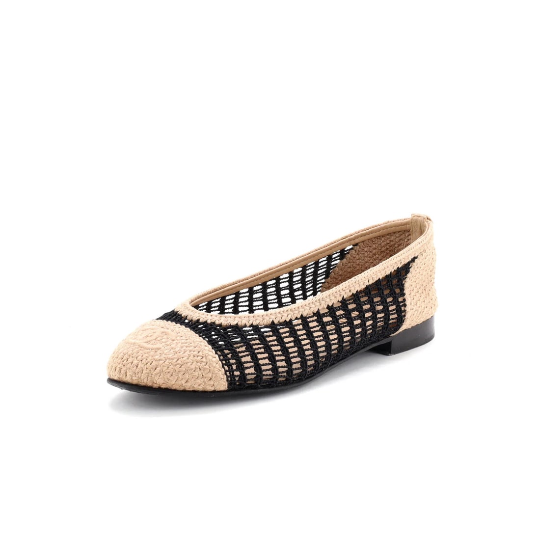 Women's flats cap toe ballerina crochet raffia from Chanel (1 of 6)