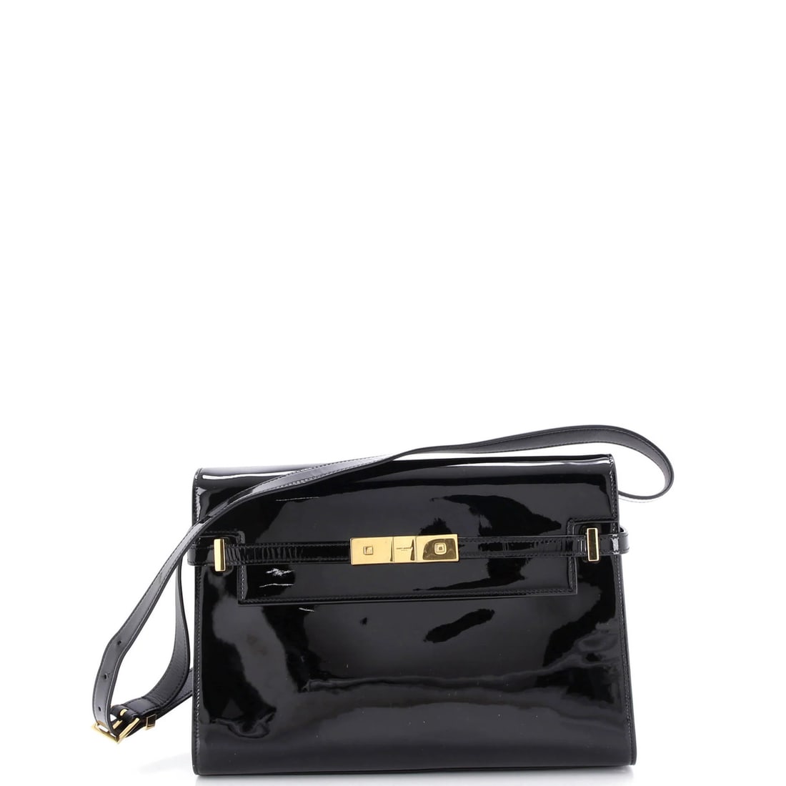Saint Laurent medium shoulder bag patent Manhattan: Saint Laurent medium shoulder bag patent Manhattan Patent leather exterior gives the Saint Laurent medium shoulder bag its sleek, sophisticated look. Minor scuffs and creases on the exterior and inter
