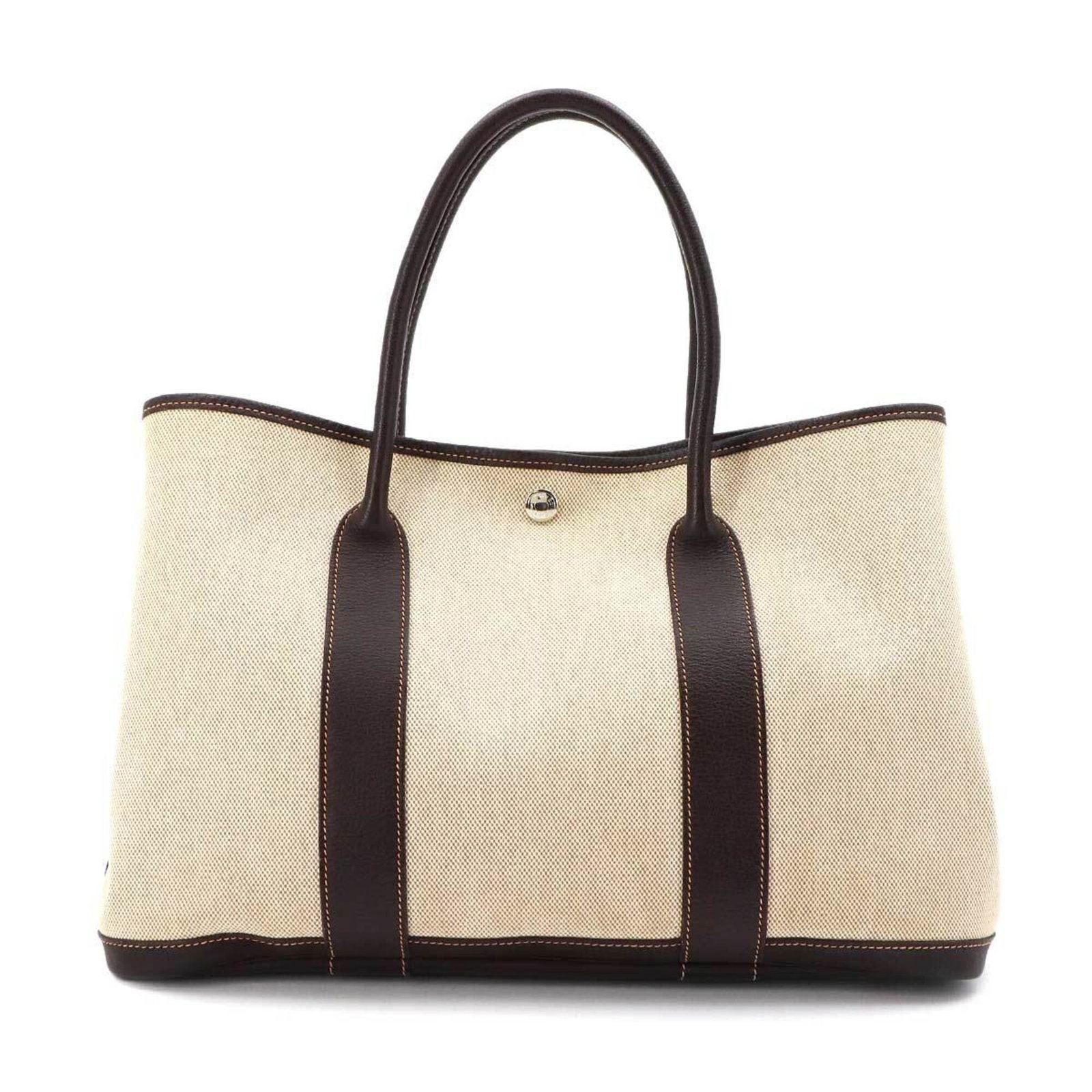 Hermes Handbag Tote Bag Toile H Leather: Hermes Handbag Tote Bag Toile H Leather Toile H Leather Tote Bag from Hermes, featuring a natural Marron color and silver hardware. This used tote bag has some scratches and dirt but remains in very g